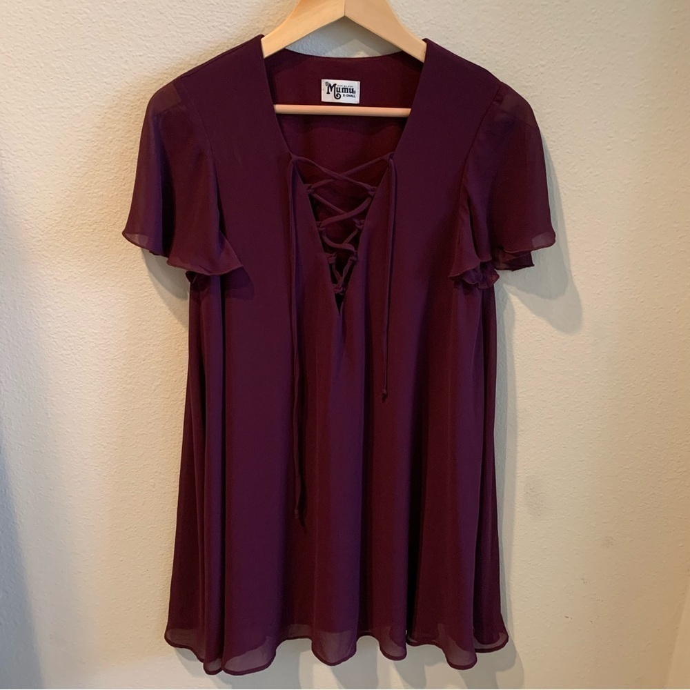 Show Me Your MuMu Kylie Purple Lace Front Mini Dress - Picture 2 of 5